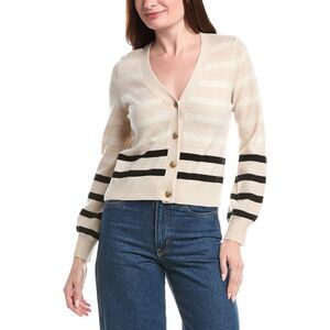 &Isla Womens  Karla Stripe Cashmere Cardigan, White
